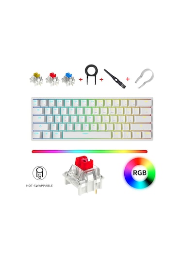 K-620 Ayrılabilir Type-c Kablolu Red Switch Hot Swap Mekanik Klavye