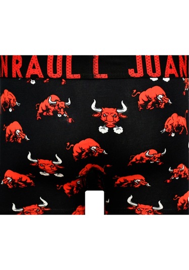 Munivy Juan Raul Boğa Desenli Siyah Rahat Erkek Boxer