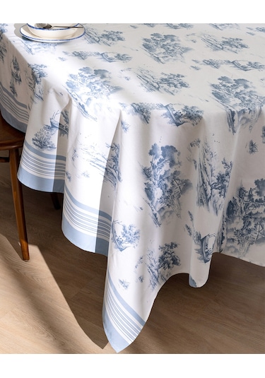 Madame Coco Vorem Pamuklu Masa Örtüsü - Mavi - 160x200 Cm 8684427229040 Mavi