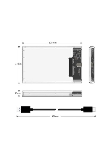 Ancheyn 2.5 Sata Type C Usb 3.1 Usb 3.0 Şeffaf Harici Ssd Hdd Hard Disk Kutusu 4389