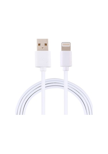 Rogfer 2a Usb Erkek - 8 Pin Erkek Arayüz Enjeksiyon Plastik Şarj Kablosu, Uzunluk: 1.5m Beyaz