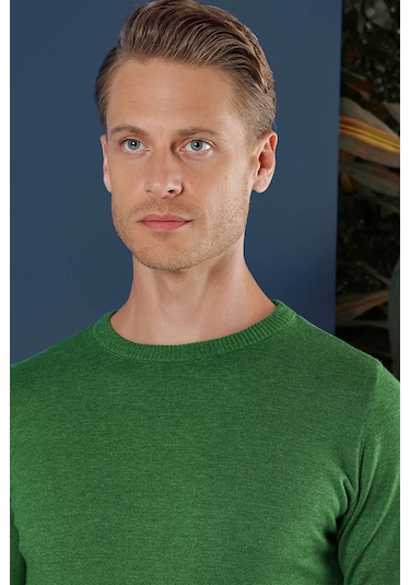 Tr 858 Slim Fit Yeşil Klasik Triko Yeşil