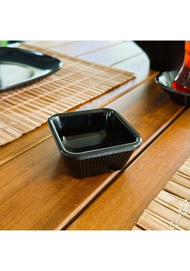 Alezy 528 Göreme Melamin Termostar Kare Sosluk 7 Cm Siyah