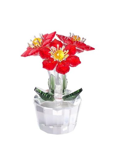 Şeffaf Taban Mini Cam Çiçek Heykeli Süsü Yapay Çiçek Figürin Yıl Dönümü Style 18