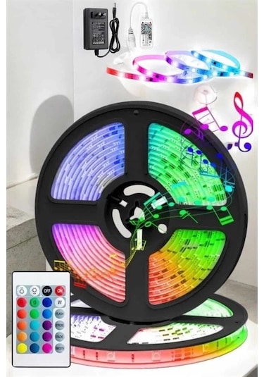 Bfs Led Işık 5 Metre Şerit Led Rgb Işıklı Çok Renkli