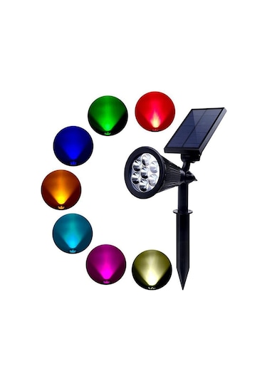 4 Adet 7 Watt Solar Güneş Enerjili Kazıklı Çim Armatür Amber Rgb