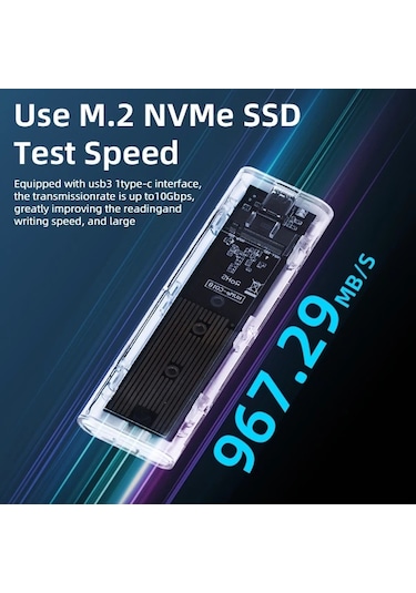 Boatshop1 10gbps M2 Nvme Ngff Plastik Ssd Kasa Sata Pcıe Cift Protokol Usb Tip C Sefaf Disk