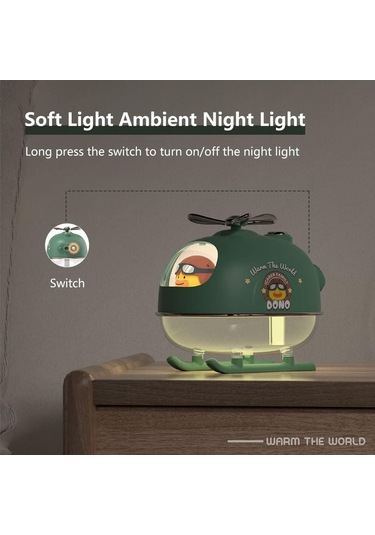 Youtek Küçük Uçak Şekilli Sessiz Nemlendirici - Sarı - Direk Takılı Tip - 300ml - 4-6 Saat Çalışma Süresi