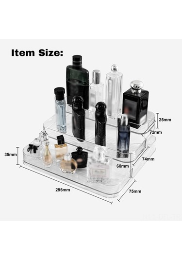 Dofolink Akrilik Üç Katlı Açık Tahta, Parfüm Ve Kozmetikleri Düzenleyici, Şeffaf轻奢展示 Standı, Masaüstü Organizer Şeffaf