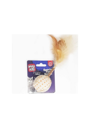 Playfull Ahşap Hasır Tüylü Kedi Oyuncağı 17 Cm