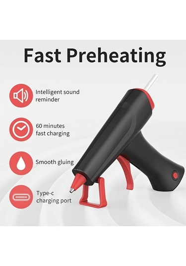 Honeybeeshop Siyah 2600mah Kablosuz Sıcak Tutkal Tabancası Taşınabilir Şarj Edilebilir Lityum Pil Dıy El Sanatları Okul Projeleri