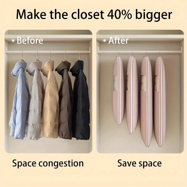 Willowhaven Bej 2pcs Büyük Kapasiteli Askılı Sıkıştırılabilir Giyim Saklama Çantası L+xl