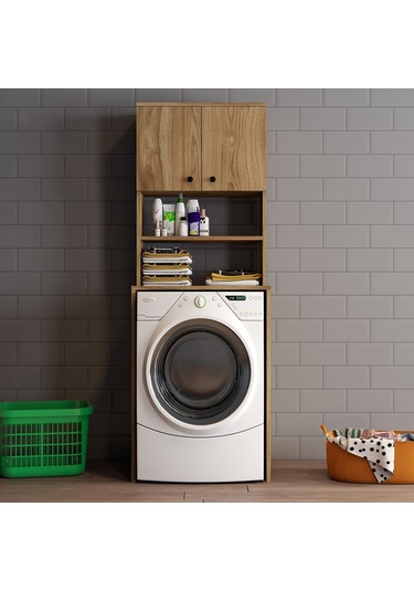 Moxen Mobilya Ceviz Çamaşır Makinesi Dolabı Cmd2002Cvz