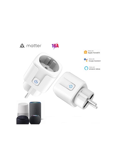 Ximistore9 Matter Uyumlu Akıllı Wi-fi Priz, 16a Yüksek Güç, Ses Kontrolü Ve Çocuk Güvenliği