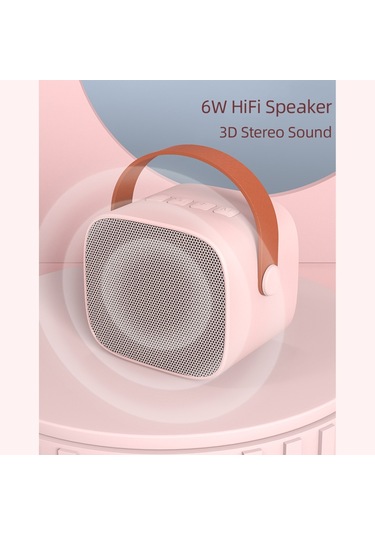 Reedark Mikrofonlu Kablosuz Bluetooth Hoparlör Karaoke Hoparlör Modeli: P2 Çift Mikrofon Pembe