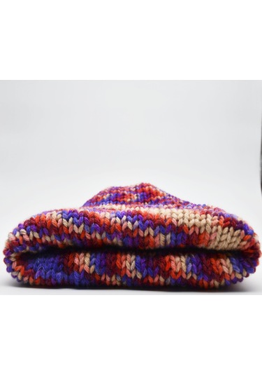 Kalın Kışlık Örgü Yün Kadın Bere Çift Kat Mor Mor