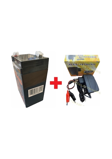 6V 4Ah Akü ve 6 Volt Akü Şarj Cihazı 2Li Set