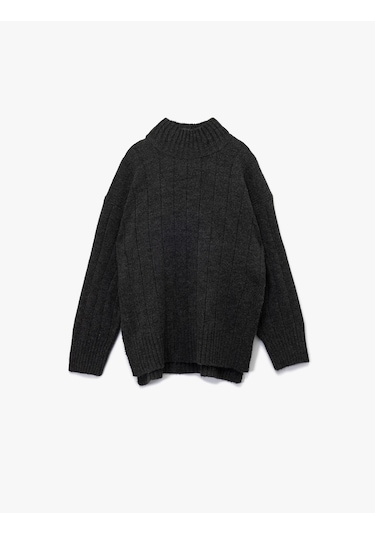 Koton Uzun Kollu Dik Yaka Oversize Triko Kazak Antrasit 6wak90172ht Antrasit Koton Uzun Kollu Dik Yaka Oversize Triko Kazak Antrasit 6wak90172ht Antrasit