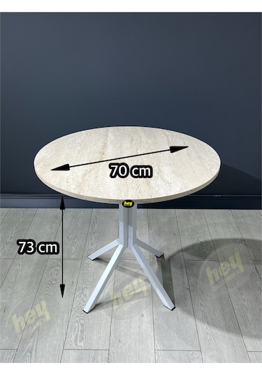 Pars 2 Kişilik Yuvarlak Mutfak Yemek Masası Takımı 2+1 Traverten Kazayağı Kumaş 70 Cm Traverten-kazayağı