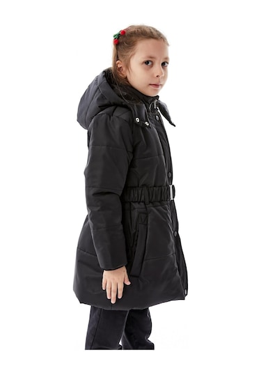 Benitto Kids Kız Çocuk Kapüşonlu Kışlık Şişme Mont 51352 Siyah
