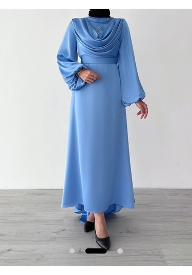 Degaje Tesettür Abiye Mavi