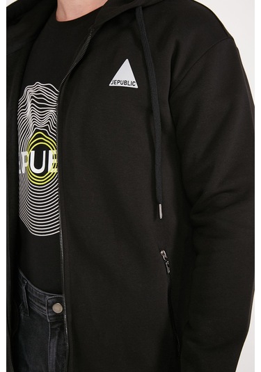 Jp Basıc Full Zıp Sweatshırt Hoodıe Siyah