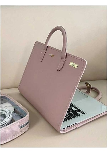 Fastbuy 15.6/16 İnç Dizüstü Bilgisayar Çantası, Isıtma Tupu, Korumalı Kapaklı, Isı Dağıtan Pembe Kılıf Pembe