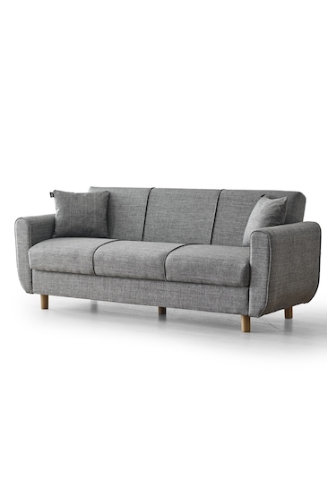 Flavia 3'lü Kanepe Salon, Oturma Odası Yataklı Bazalı Gri