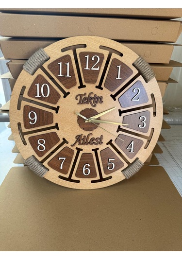 Kişiye Özel İsimli Ahşap Dekoratif Halatlı Duvar Saati