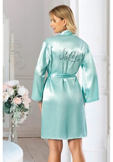Faal 5908 Kadın Saten Bride Sabahlık-mint Mint