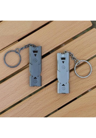 Çift Tüplü Hayatta Kalma Düdüğü 150db Yüksek Desibel Ağır Hizmet Paslanmaz Çelik Taşınabilir Gri