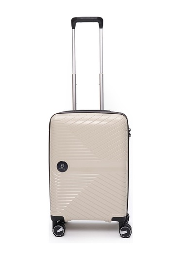 Elatae Exclusive Pro Polipropilen Kırılmaz 2'li Valiz Seti Büyük Boy - Kabin Boy Bej - Antrasit 5239 Bej - Gri