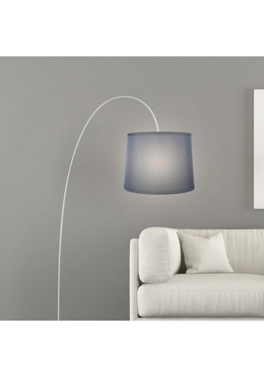 Orta Davul Lambası Gölgesi Doğal Keten El Yapımı Işık Kapak Lambası Gölgesinde Masa Lambası Ve Zemin Açık Mavi Altın - Mavi