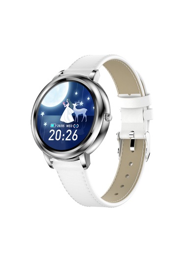 Tenfowee Ip67 Su Geçirmez Deri Kordon Akıllı Saat Beyaz