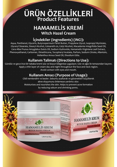 Gökçek Şifa Hamamelis Krem 50 ML