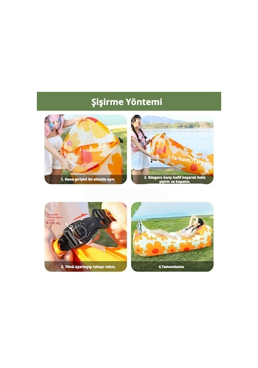 Snapbuy Desenli Şişme Koltuk, Baş Destekli Tek Kişilik Hava Yatağı, Kamp Ve Açık Hava Etkinlikleri İçin Taşınabilir Mavi