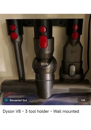 Dyson V8 Uyumlu 3'lü Aksesuar Tutucu Başlık Askı Aparatı - Duvar Organizeri