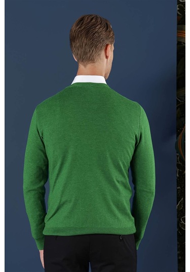 Tr 858 Slim Fit Yeşil Klasik Triko Yeşil