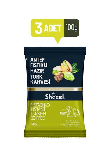 Shazel Antep Fıstıklı Hazır Türk Kahvesi 3 x 100 G