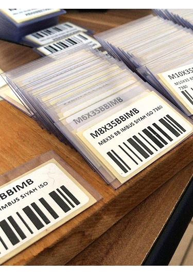 50 Adet Pvc Etiketlik 6x4 Cm Yapışkanlı Şeffaf Etiketlik, Raf Vit