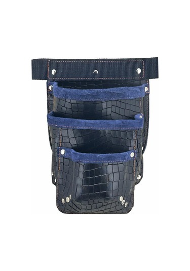 Hakiki Deri Kroko Cepli Tekniker Çivi Önlüğü Bel Çantası Lacivert
