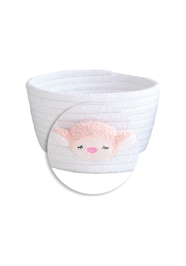 Suntek Magideal El Dokuması Pamuk İpliği Saklama Sepeti Keçi Beyaz