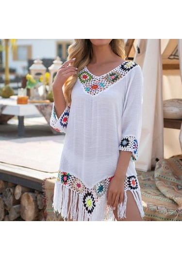 Siyah Bikini Cover Up Hollow Out Tığ İşi Patchwork Yaz Gevşek Oturan Güneş Koruma Mayo Tunik Plaj İçin Siyah Siyah Bikini Cover Up Hollow Out Tığ İşi Patchwork Yaz Gevşek Oturan Güneş Koruma Mayo Tunik Plaj İçin Siyah