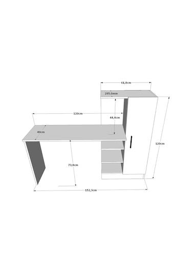 Robinhome Robin Home Arthur Kitaplıklı Çalışma Masası Çam Siyah (520439249) Siyah