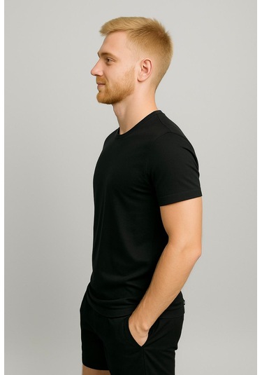 Axxel Erkek Siyah Kısa Kollu T-shirt-d405 Siyah