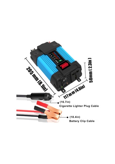 Dc12 V-ac220 V 300w Araç Dönüşüm İnvertörü Güç İnvertörü Led Akü Güç Göstergesi Çoklu Koruma İkili Şarj Usb Portları Kamp Seyahat İnvertörü