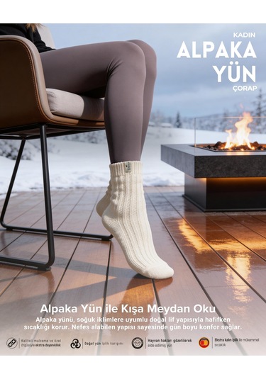 Bolero B67 Kadın Alpaka Yün Soket Çorap 36-40 Beyaz