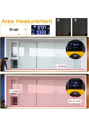 Pazly Usb Şarjlı 2'li Lazer Ve Şerit Metre, Alan Ve Hacim Ölçüm Cihazı