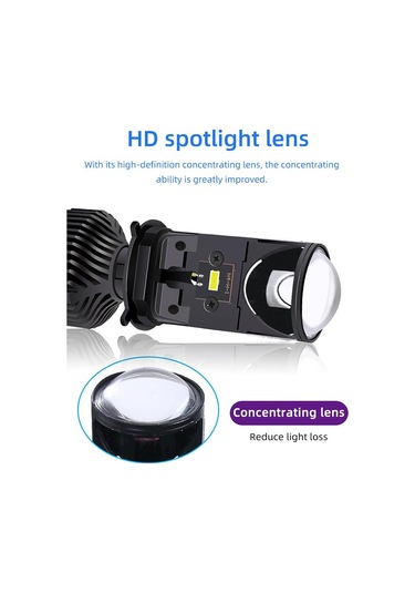 60 W Led Mini Projektör Lens Otomobil Ampul 8000lm Dönüşüm Kiti - Siyah Yurt Dışından