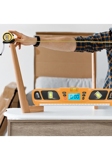 Hangfox Mavi Uzun Seviye Aleti: Mıknatıs, Ters Görünüm, Seviye Kalibrasyon, 0 /90 Sesli Uyarı, Çelik Malzeme Pil Dahil Değil